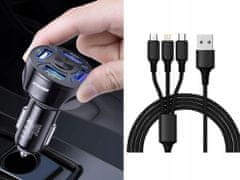 Malatec 4x USB 3.0 hitri avto polnilec 12-32V z LED 3A + polnilni kabel
