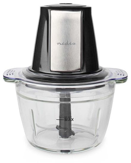 Nedis sekljalnik hrane/ 500 W/ 1 hitrost/ črno-srebrna