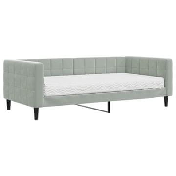 Vidaxl Dnevna postelja z vzmetnico svetlo siva 90x190 cm žamet