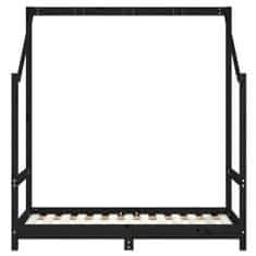 Vidaxl Otroški posteljni okvir črn 70x140 cm trdna borovina