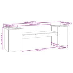 shumee Klop z visoko gredo črna 184,5x39,5x56,5 cm trdna borovina