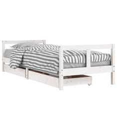 Vidaxl Otroški posteljni okvir s predali bel 80x200 cm trdna borovina