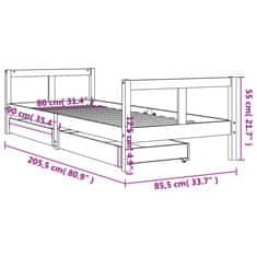 Vidaxl Otroški posteljni okvir s predali bel 80x200 cm trdna borovina