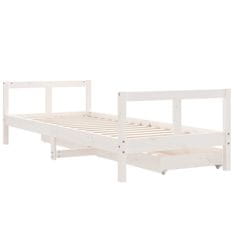 Vidaxl Otroški posteljni okvir s predali bel 80x200 cm trdna borovina