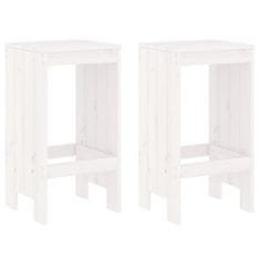 Vidaxl vidaXL Barski stoli, komplet 2 kosov, beli, 40x36x75 cm, masiven borov les