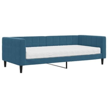 Vidaxl Dnevna postelja z vzmetnico modra 90x200 cm žamet