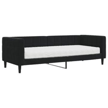 Vidaxl Dnevna postelja z vzmetnico črna 80x200 cm žamet