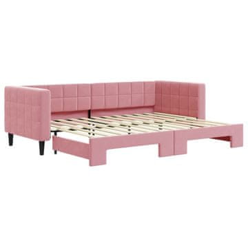 Vidaxl Izvlečna dnevna postelja roza 80x200 cm žamet