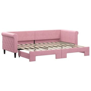 Vidaxl Izvlečna dnevna postelja roza 80x200 cm žamet