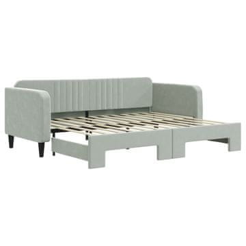 Vidaxl Izvlečna dnevna postelja svetlo siva 90x200 cm žamet