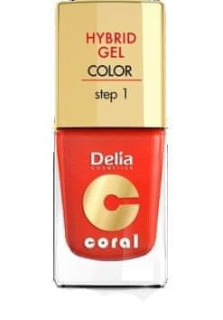 shumee Delia Cosmetics Coral Hybrid gel lak za nohte št. 14 oranžno rdeča 11 ml