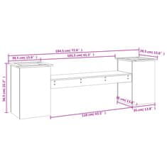 Vidaxl Klop z visoko gredo bela 184,5x39,5x56,5 cm trdna borovina