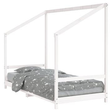 Vidaxl Otroški posteljni okvir bel 90x190 cm trdna borovina
