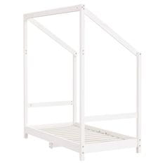 Vidaxl Otroški posteljni okvir bel 70x140 cm trdna borovina