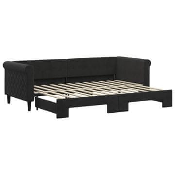 Vidaxl Izvlečna dnevna postelja črna 80x200 cm žamet