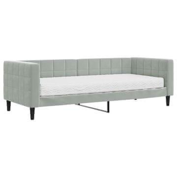 Vidaxl Dnevna postelja z vzmetnico svetlo siva 80x200 cm žamet