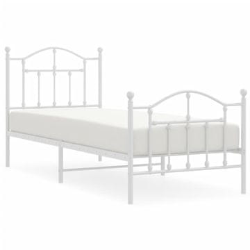 Vidaxl Kovinski posteljni okvir z vzglavjem in vznožjem bel 80x200 cm