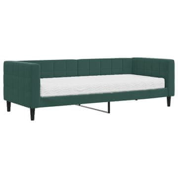 Vidaxl Dnevna postelja z vzmetnico temno zelena 80x200 cm žamet