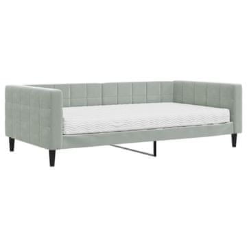 Vidaxl Dnevna postelja z vzmetnico svetlo siva 100x200 cm žamet