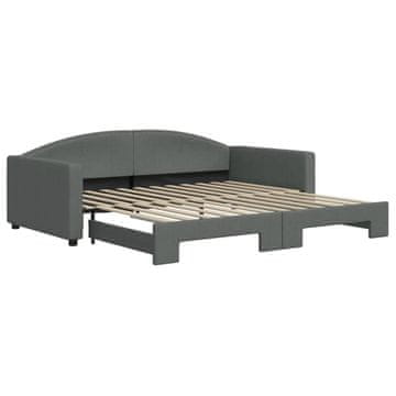 Vidaxl Izvlečna dnevna postelja temno siva 100x200 cm blago