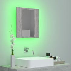 Vidaxl LED kopalniška omarica z ogledalom siva sonoma 40x12x45 cm
