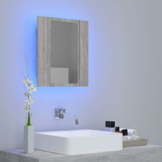 Vidaxl LED kopalniška omarica z ogledalom siva sonoma 40x12x45 cm
