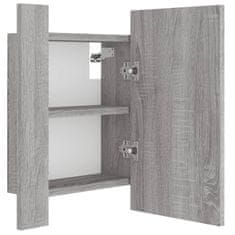 Vidaxl LED kopalniška omarica z ogledalom siva sonoma 40x12x45 cm