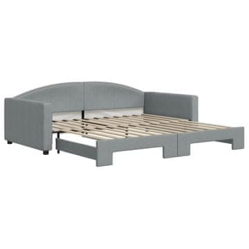 Vidaxl Izvlečna dnevna postelja svetlo siva 100x200 cm blago