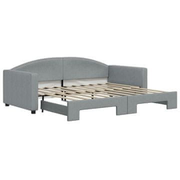 Vidaxl Izvlečna dnevna postelja svetlo siva 90x190 cm blago