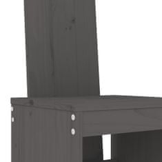 Vidaxl Barski stolček 2 kosa siv 40x42x120 cm trdna borovina