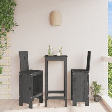 Vidaxl vidaXL Barski stoli, komplet 2 kosov, sivi, 40x42x120 cm, masiven borov les