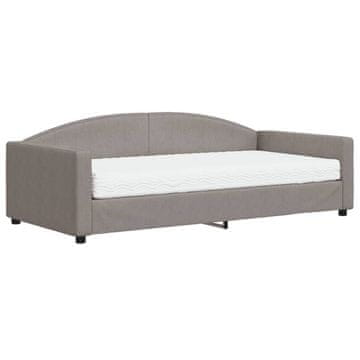Vidaxl Dnevna postelja z vzmetnico taupe 100x200 cm blago