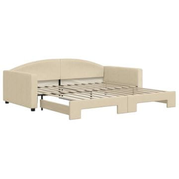 Vidaxl Izvlečna dnevna postelja krem 100x200 cm blago