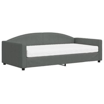 Vidaxl Dnevna postelja z vzmetnico temno siva 100x200 cm blago