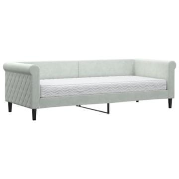Vidaxl Dnevna postelja z vzmetnico svetlo siva 80x200 cm žamet