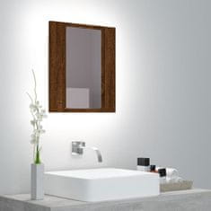 Vidaxl LED kopalniška omarica z ogledalom rjavi hrast 40x12x45 cm