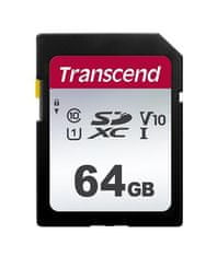 Transcend 64GB SDXC 300S (Class 10) UHS-I U1 V10 pomnilniška kartica, 100MB/s R, 20MB/s W