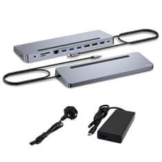 I-TEC USB-C kovinska ergonomska priklopna postaja z zaslonom 3x 4K in Power Delivery 100 W + univerzalni polnilec 100 W