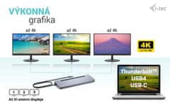 I-TEC USB-C kovinska ergonomska priklopna postaja z zaslonom 3x 4K in Power Delivery 100 W + univerzalni polnilec 100 W