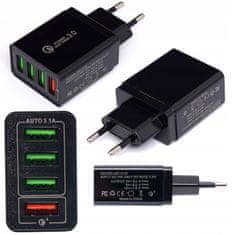 Kraft&Dele 4x USB 3.0 hitri polnilec 220V z LED 3.1A