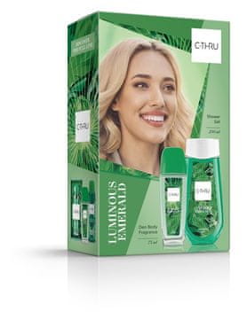 Darilni set C-THRU Luminous Emerald (naravni deodorant v spreju 75 ml + gel za prhanje 250 ml)
