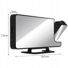Izoksis 4v1 projekcijska budilka z LCD zaslonom in ogledalom črna