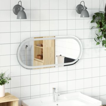 Vidaxl LED kopalniško ogledalo 90x40 cm ovalno