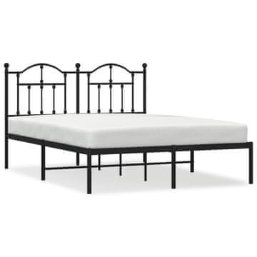 Vidaxl Kovinski posteljni okvir z vzglavjem črn 140x190 cm