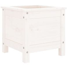 Vidaxl Vrtno cvetlično korito belo 40x40x39 cm trdna borovina