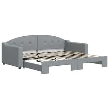 Vidaxl Izvlečna dnevna postelja svetlo siva 90x190 cm blago