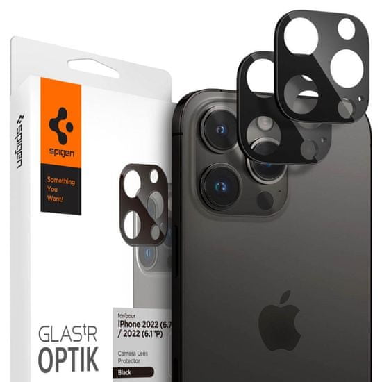 Spigen Optik 2x steklo za kamere iPhone 14 Pro / 14 Pro Max / 15 Pro / 15 Pro Max, črna