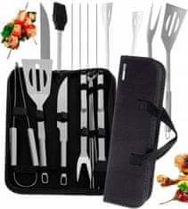 Malatec 9 delni set pripomočkov inox za peko na žaru + torba+