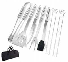 Malatec 9 delni set pripomočkov inox za peko na žaru + torba+