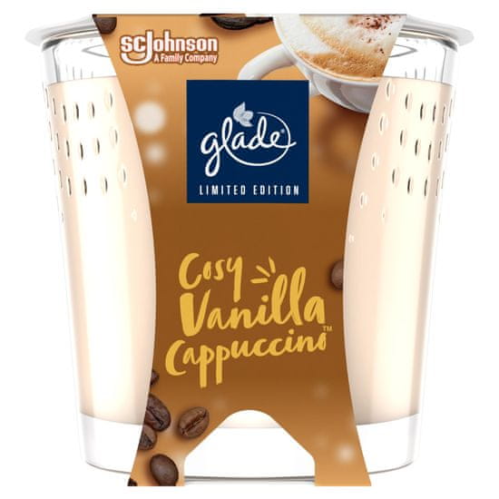 Glade dišeča sveča, Vanilla Cappuccino, 129 g (zima 2023)